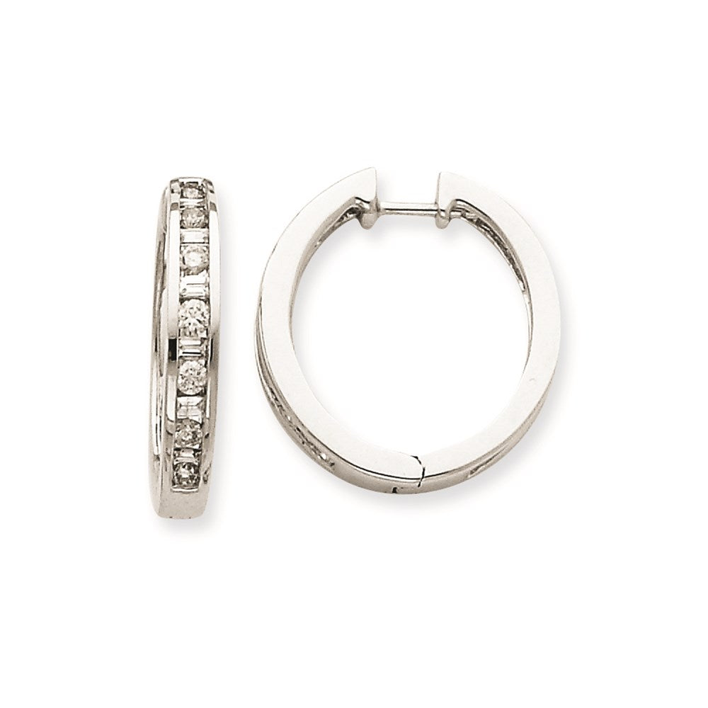 14k White Gold Real Diamond Hoop Earrings XE1107AA