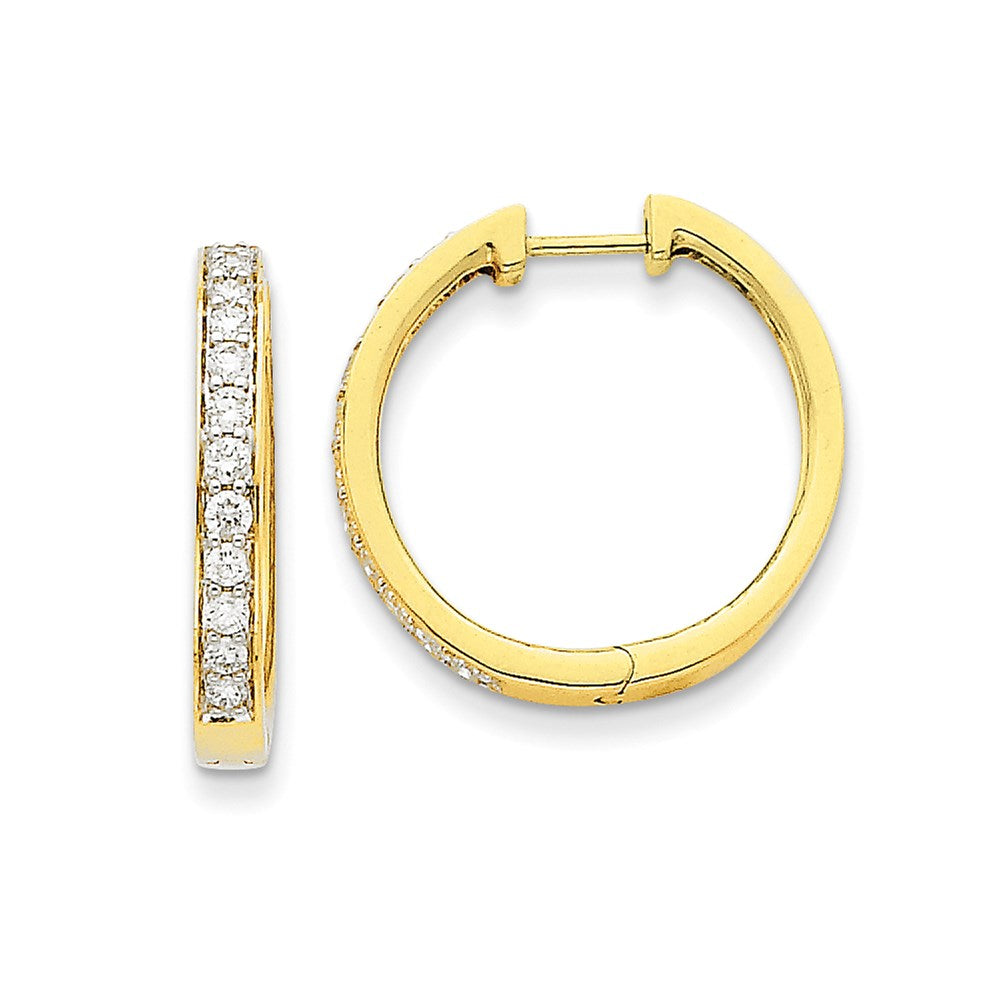 14k Yellow Gold Real Diamond Hoop Earrings XE1108AA