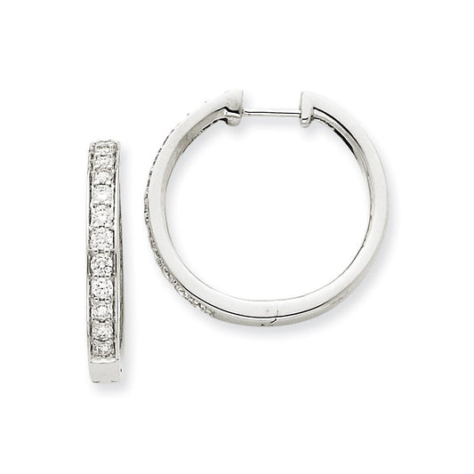 14k White Gold Real Diamond Hoop Earrings XE1109AA