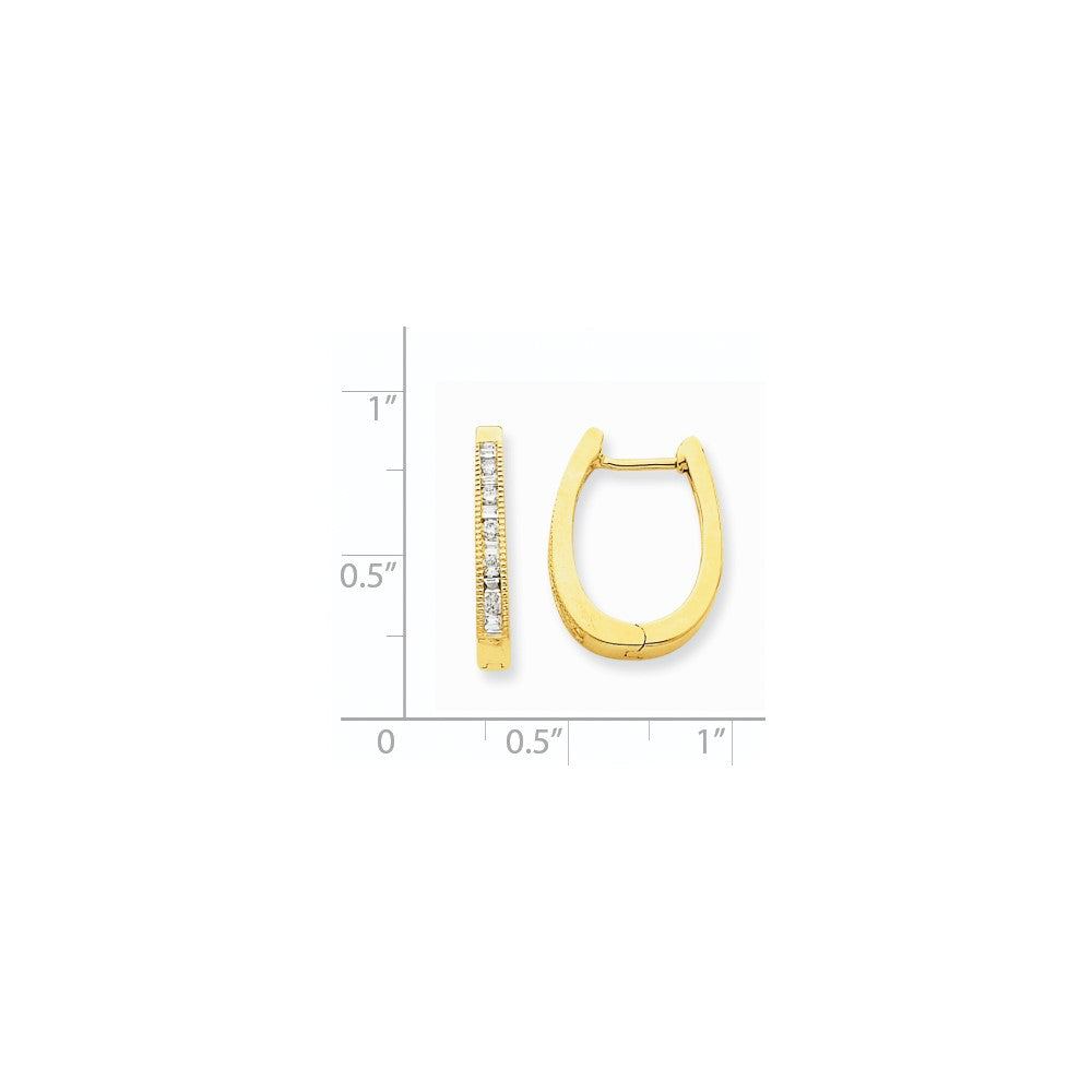 Solid 14k Yellow Gold Simulated CZ Hoop Earrings