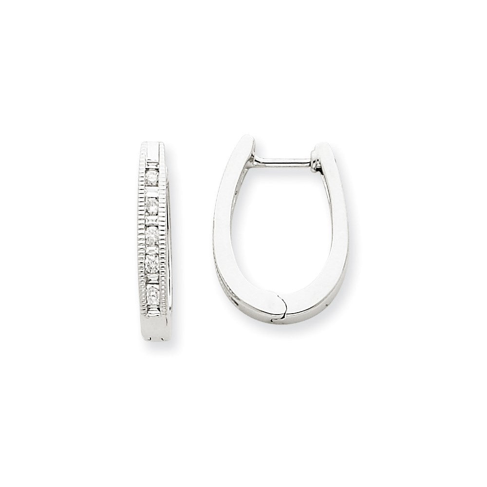 14k White Gold Real Diamond Hoop Earrings XE1119AA
