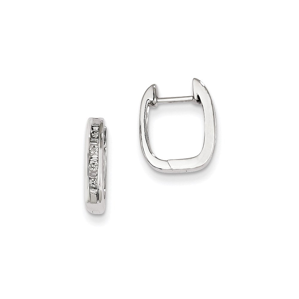 14k White Gold Real Diamond Square Hoop Earrings XE1145AA