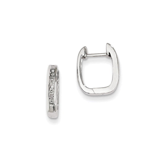 14k White Gold Real Diamond Square Hoop Earrings XE1145AA