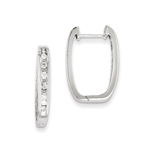 14k White Gold Real Diamond Square Hoop Earrings XE1150AA