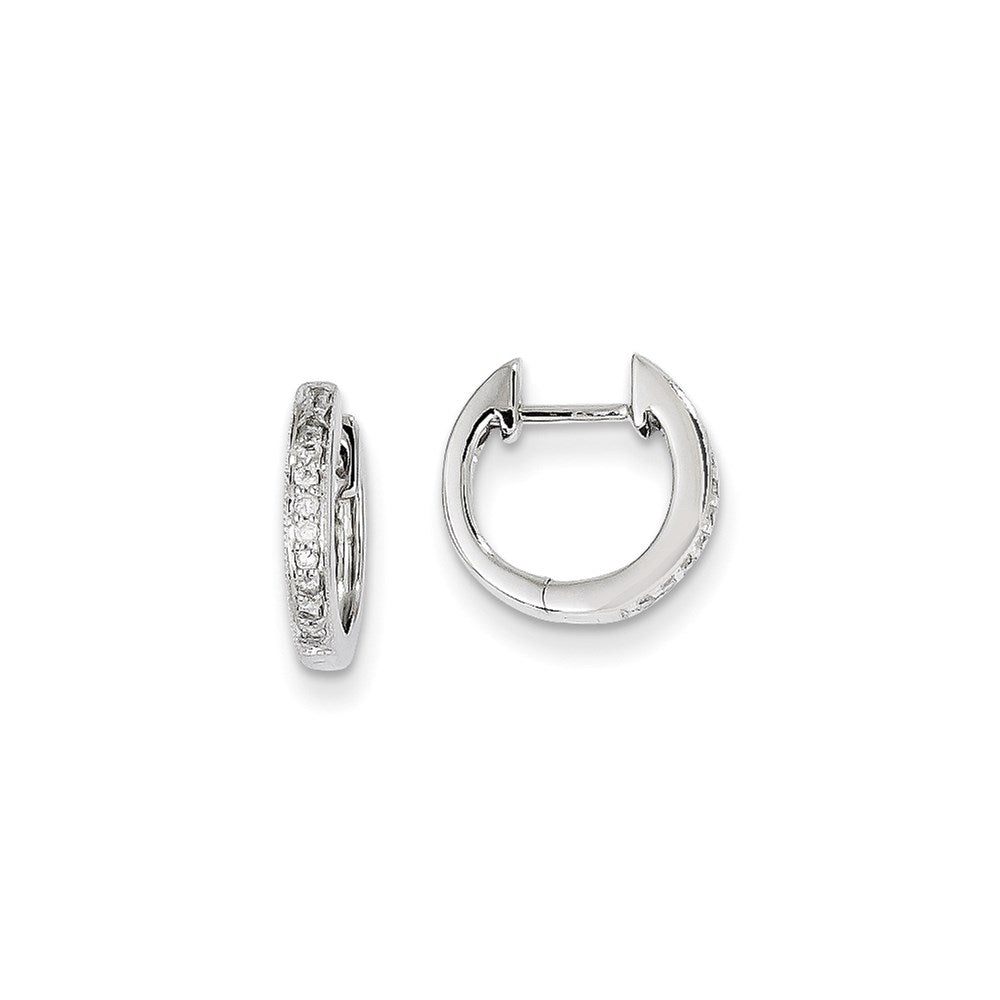 14k White Gold AA Real Diamond Hinged Hoop Earrings XE1181AA