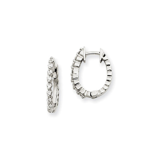 14k White Gold VS Real Diamond Hinged Hoop Earrings XE1333VS