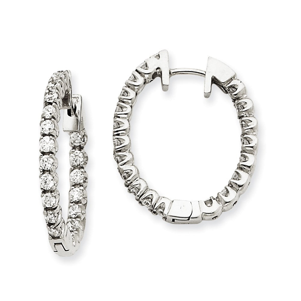 14k White Gold VS Real Diamond Hinged Hoop Earrings XE1337VS