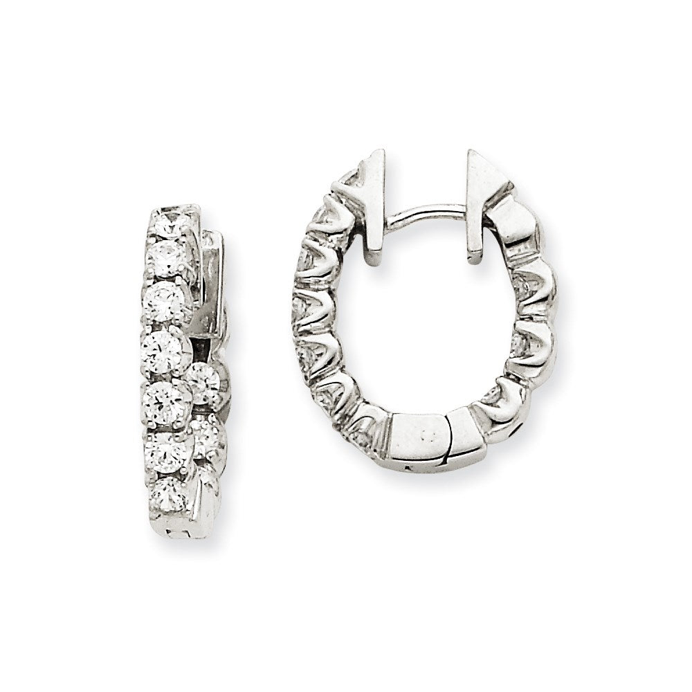 14k White Gold VS Real Diamond Hinged Hoop Earrings XE1344VS