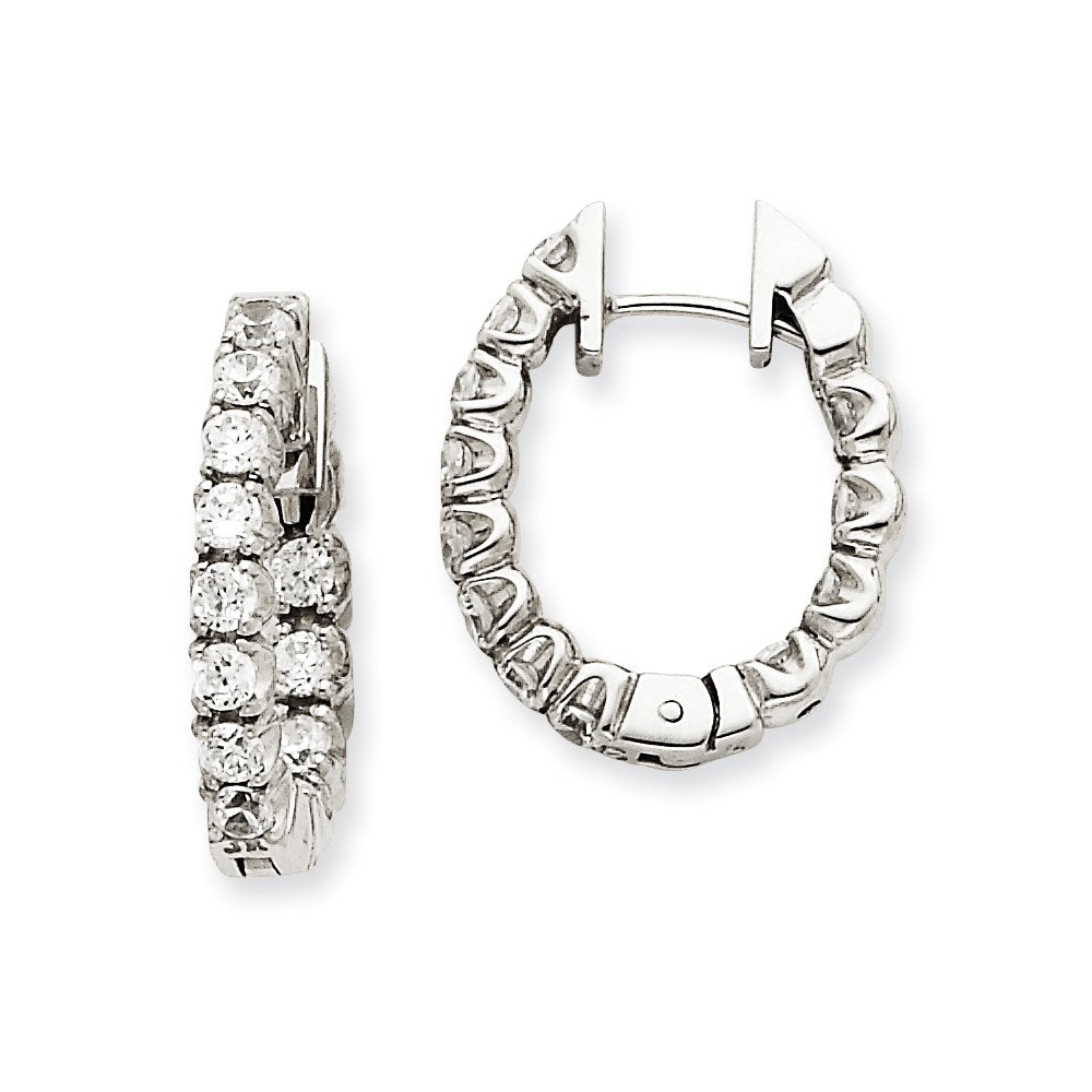 14k White Gold AA Real Diamond Hinged Hoop Earrings XE1345AA