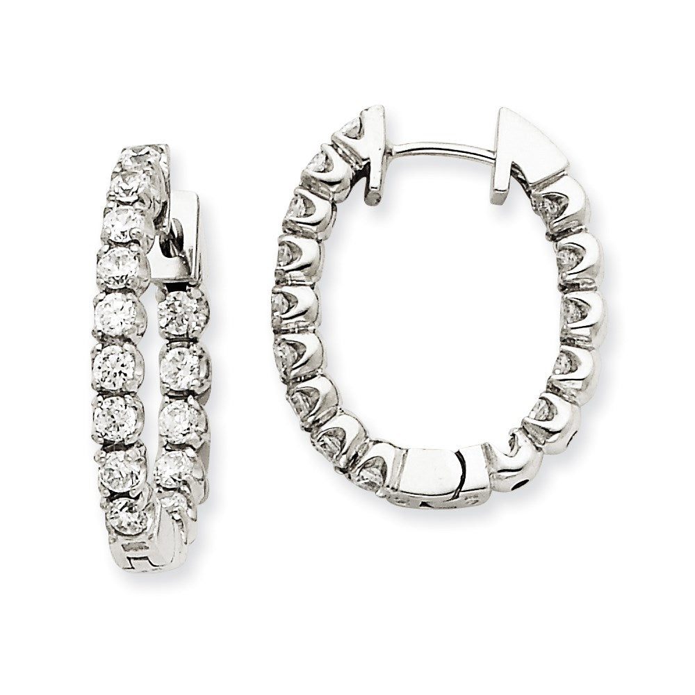 14k White Gold A Real Diamond Hinged Hoop Earrings XE1346A