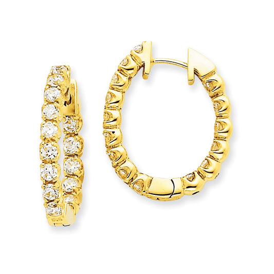 14k Yellow Gold AAA Real Diamond Hinged hoop Earrings XE1350AAA