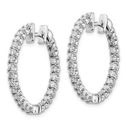 Solid 14k White Gold AAA Simulated CZ Hinged Hoop Earrings