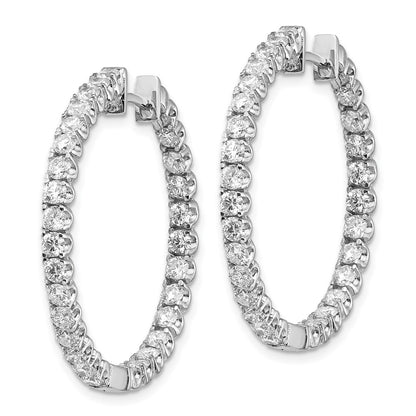 Solid 14k White Gold VS Simulated CZ Hinged Hoop Earrings