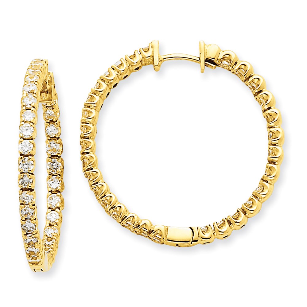 14k Yellow Gold VS Real Diamond Hinged Hoop Earrings XE1358VS