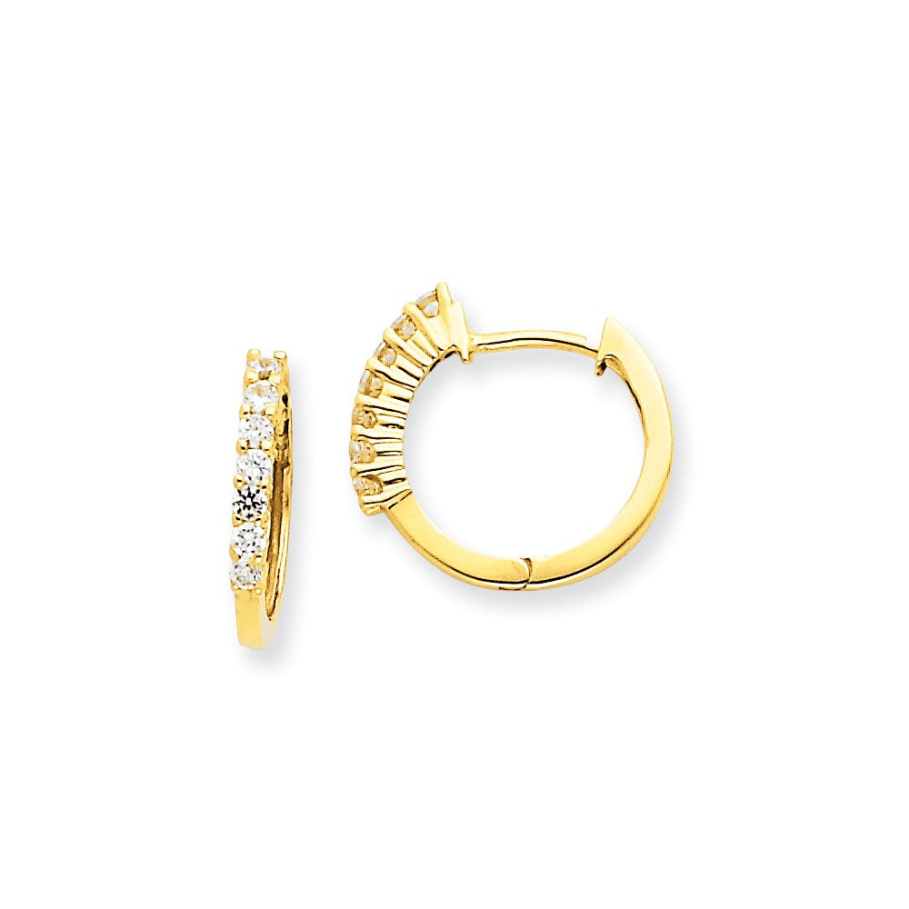 14k Yellow Gold Real Diamond Hinged Hoop Earrings XE1359AA