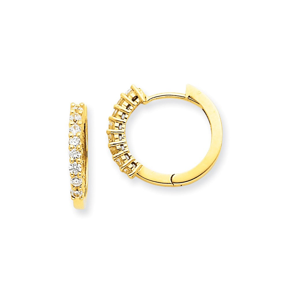 14k Yellow Gold Real Diamond Hinged Hoop Earrings XE1360AA