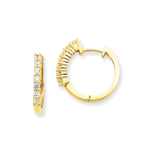 14k Yellow Gold VS Real Diamond Hinged Hoop Earrings XE1361VS