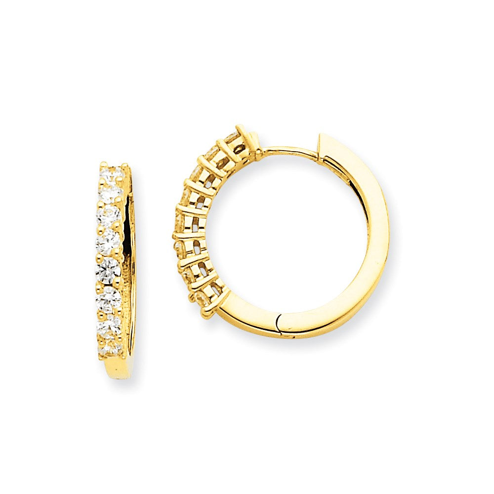 14k Yellow Gold Real Diamond Hinged Hoop Earrings XE1362AA