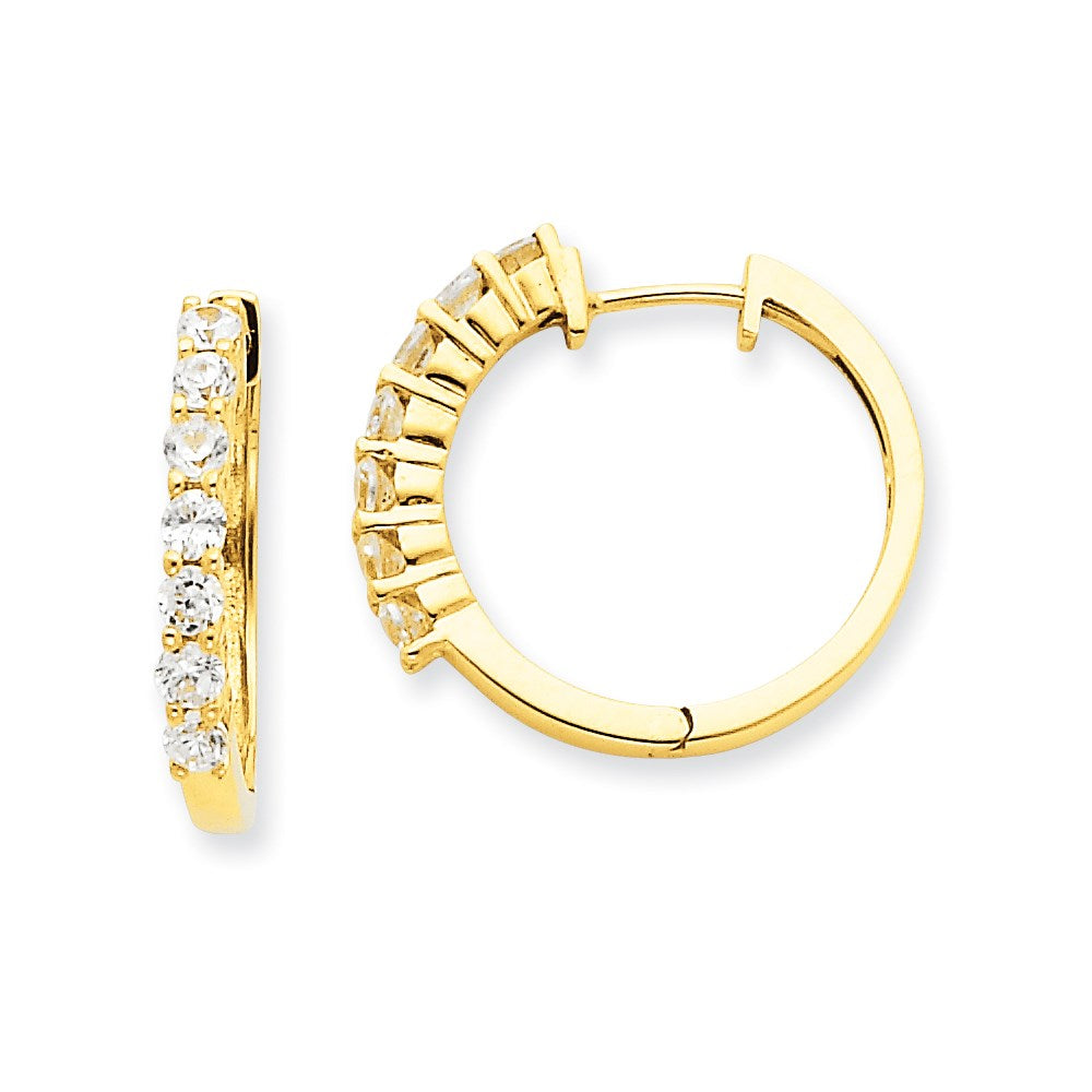 14k Yellow Gold AAA Real Diamond Hinged Hoop Earrings XE1363AAA