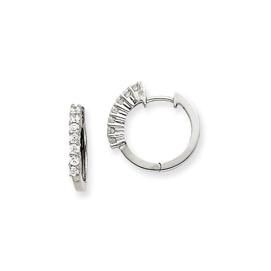 14k White Gold VS Real Diamond Hinged Hoop Earrings XE1364VS