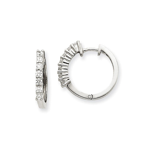 14k White Gold VS Real Diamond Hinged Hoop Earrings XE1366VS