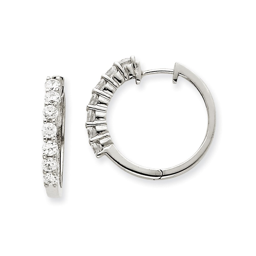 14k White Gold A Real Diamond Hinged Hoop Earrings XE1368A