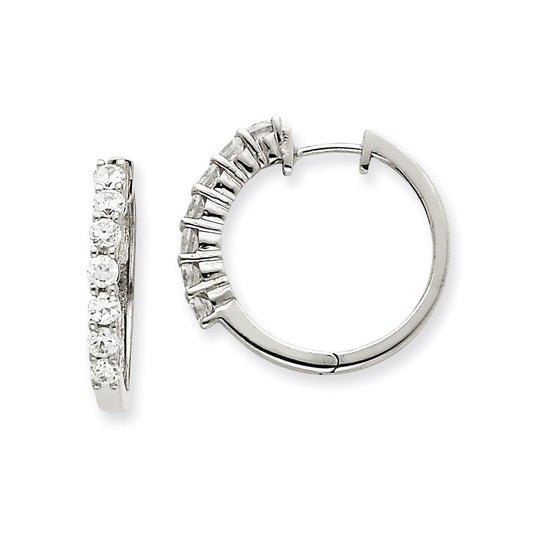 14k White Gold VS Real Diamond Hinged Hoop Earrings XE1368VS