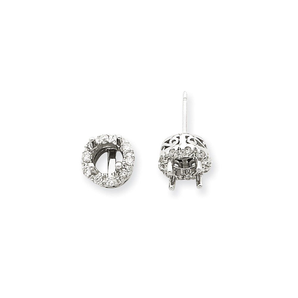 14K White Gold Stud Plus Real Diamond Earring Semi-mount XE1442A