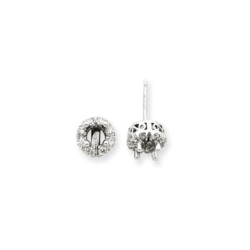 14K White Gold Stud Plus Real Diamond Earring Semi-mount XE1443A