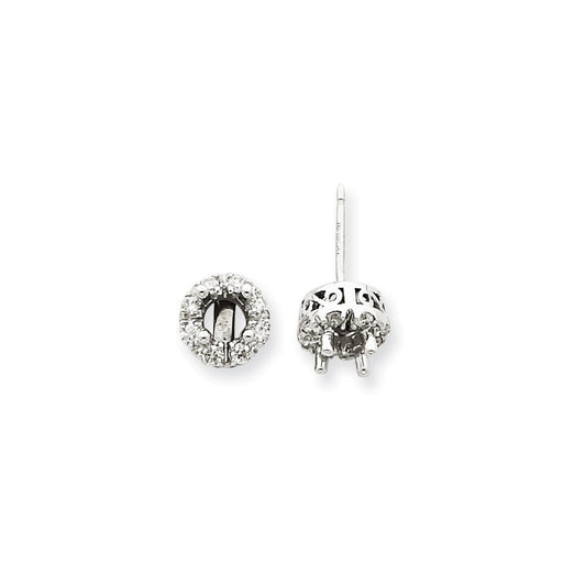 14K White Gold Stud Plus Real Diamond Earring Semi-mount XE1443A