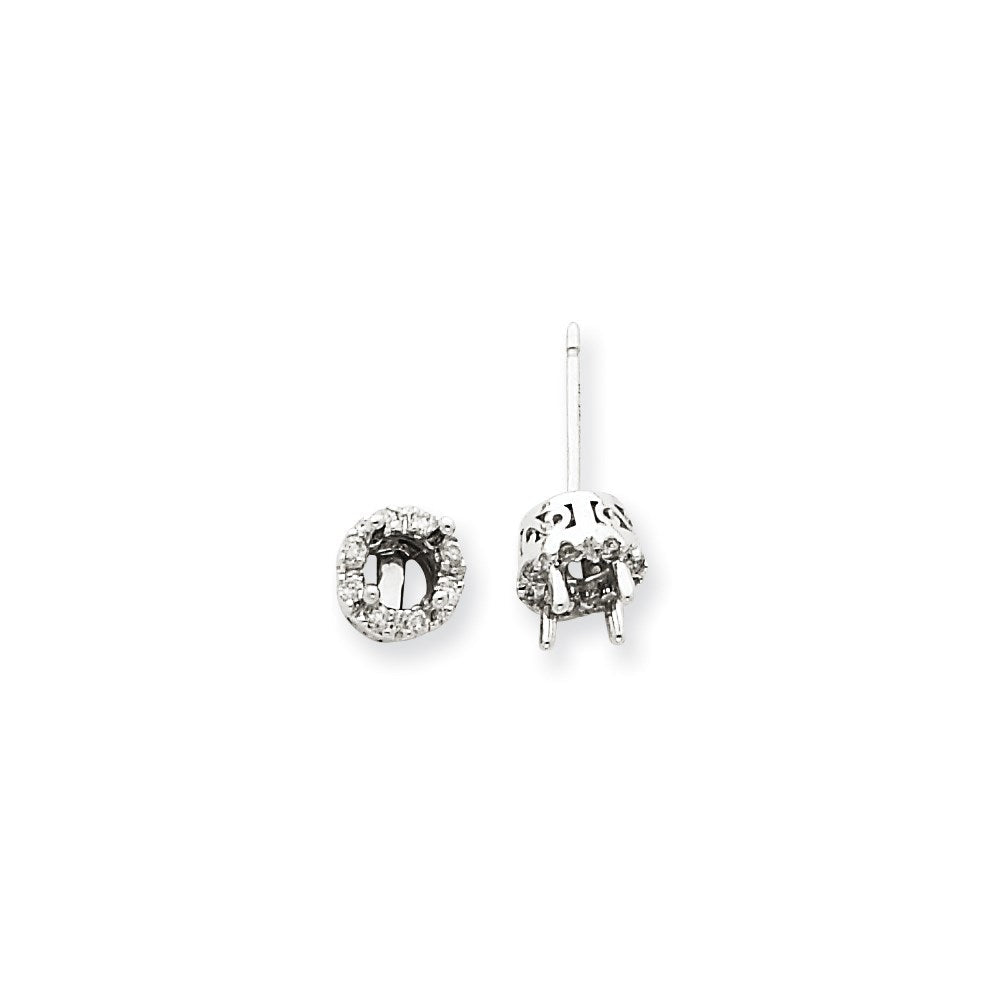 14K White Gold Real Diamond Semi-mount Earring Studs XE1444A