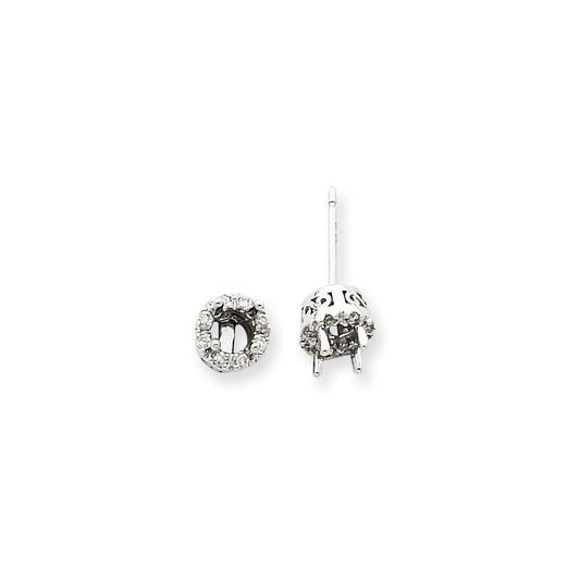 14K White Gold Real Diamond Semi-mount Earring Studs XE1444A
