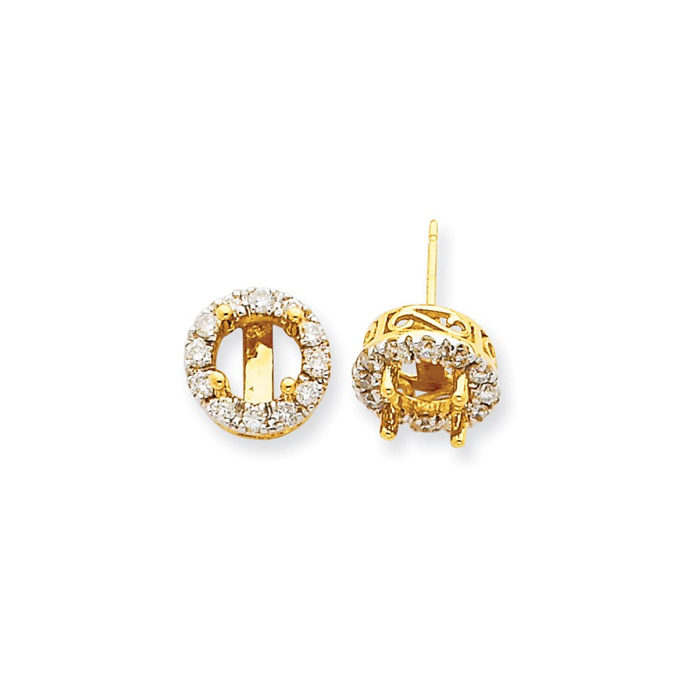 14K Yellow Gold Stud Plus Real Diamond Earring Semi-mount XE1445A
