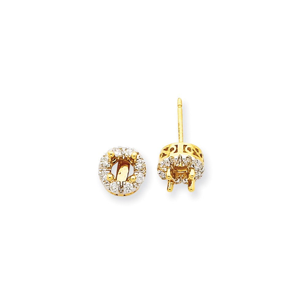 14K Yellow Gold Stud Plus Real Diamond Earring Semi-mount XE1447A