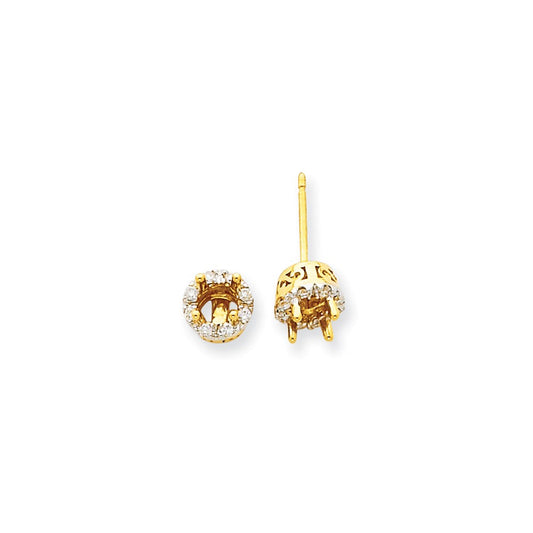14K Yellow Gold Stud Plus Real Diamond Earring Semi-mount XE1448A