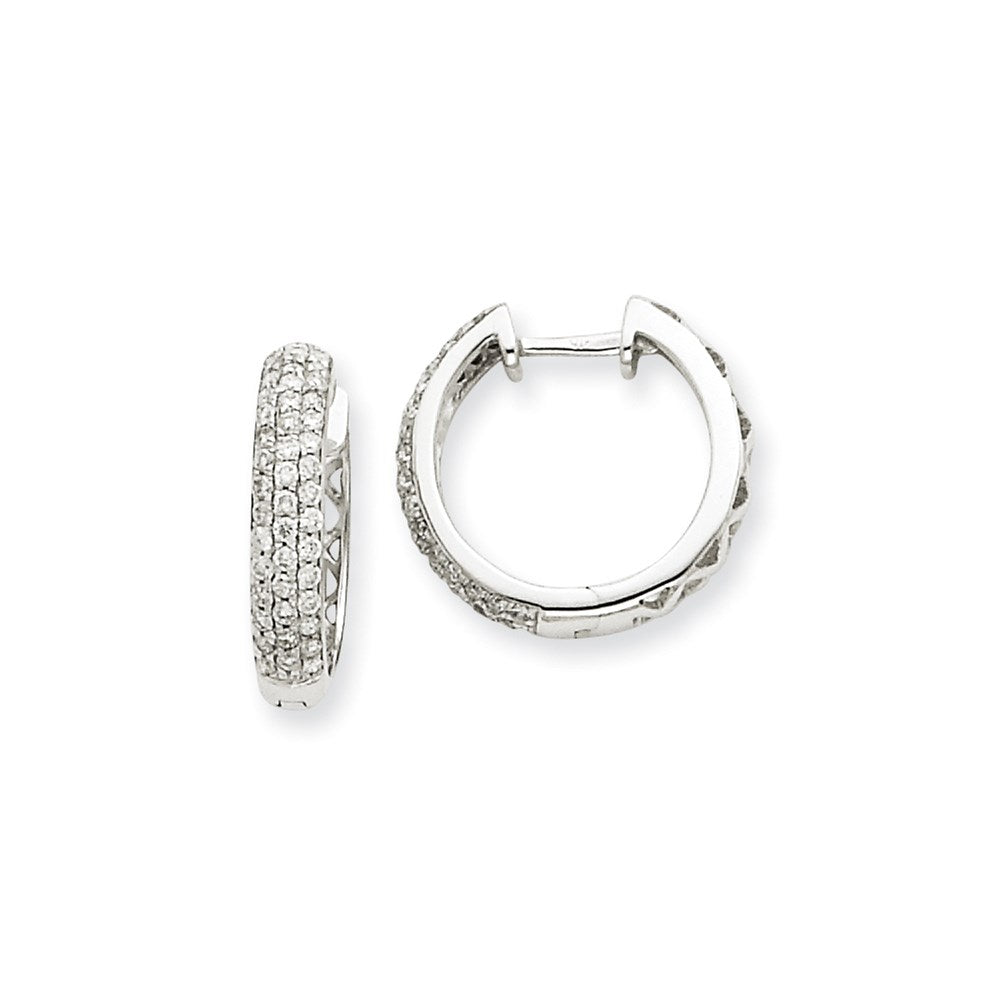 14k A White Gold Real Diamond Hoop Earrings XE1469A