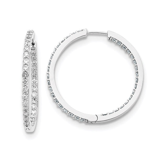 14k White Gold AA Real Diamond Hoop Earrings XE1514AA