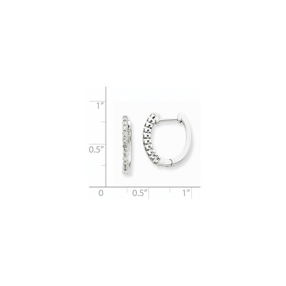 Solid 14k White Gold AA Simulated CZ Hinged Hoop Earrings