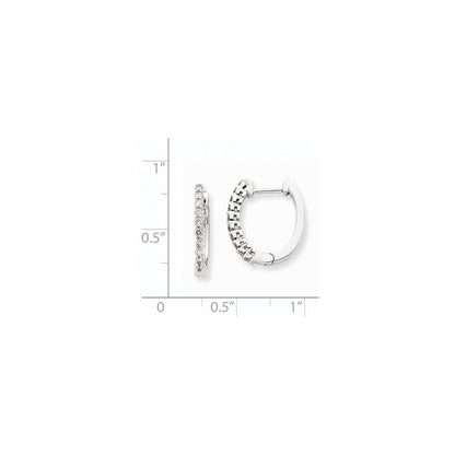 Solid 14k White Gold AA Simulated CZ Hinged Hoop Earrings