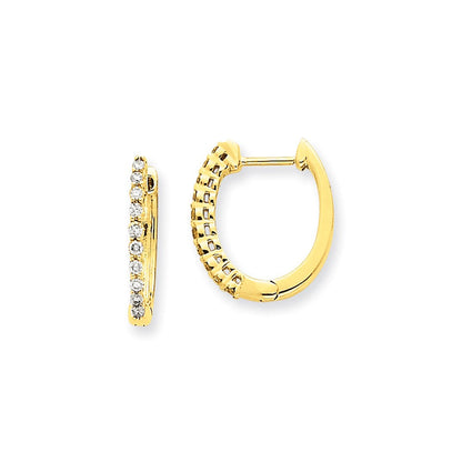 14k Yellow Gold Real Diamond Hinged Hoop Earrings XE1520AA