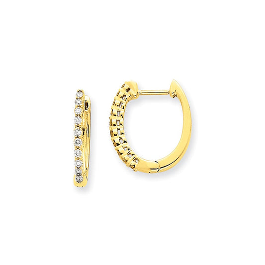 14k Yellow Gold Real Diamond Hinged Hoop Earrings XE1520AA