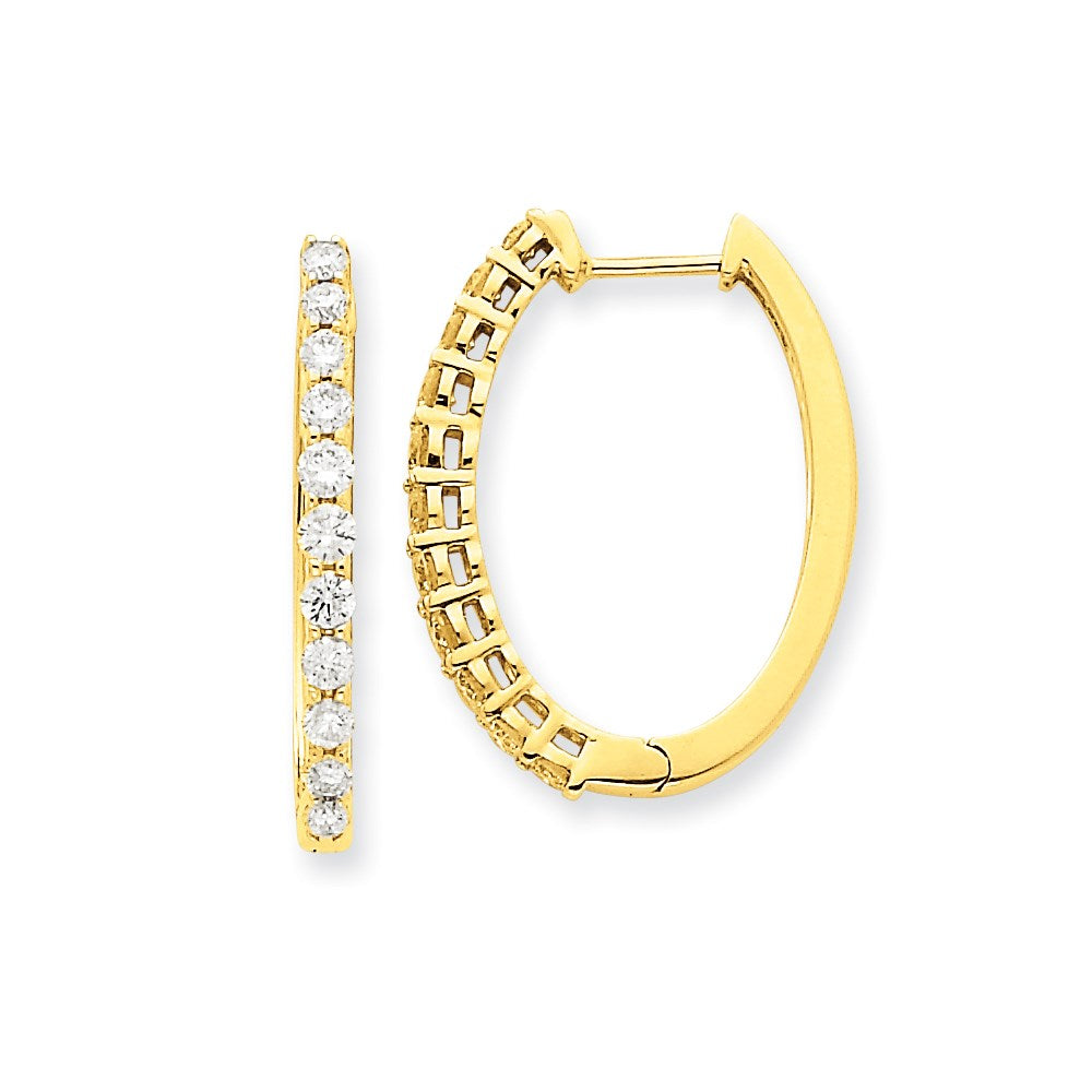 14k Yellow Gold Real Diamond Hinged Hoop Earrings XE1524AA