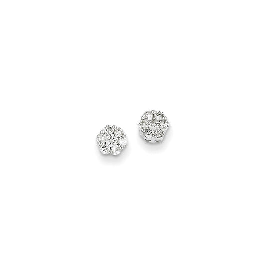 14k White Gold Real Diamond Cluster Screwback Earrings XE1549AA