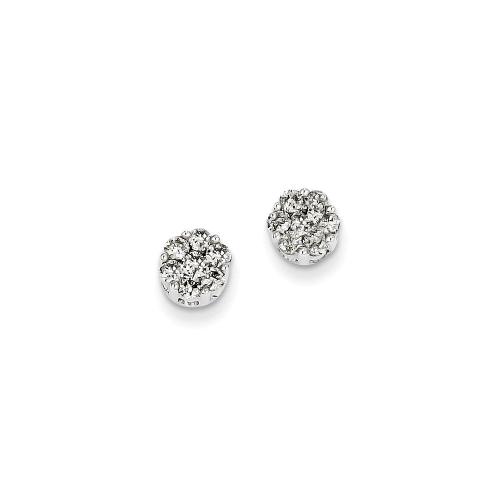 14k White Gold Real Diamond Cluster Screwback Earrings XE1550AA