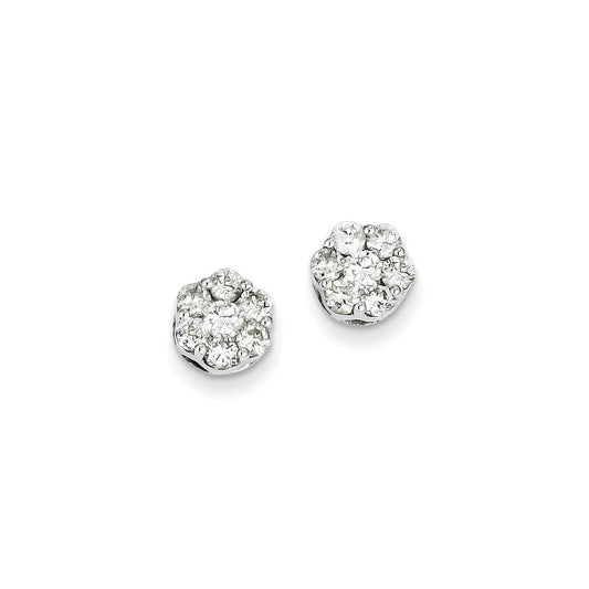 14k White Gold Real Diamond Cluster Screwback Earrings XE1552AA