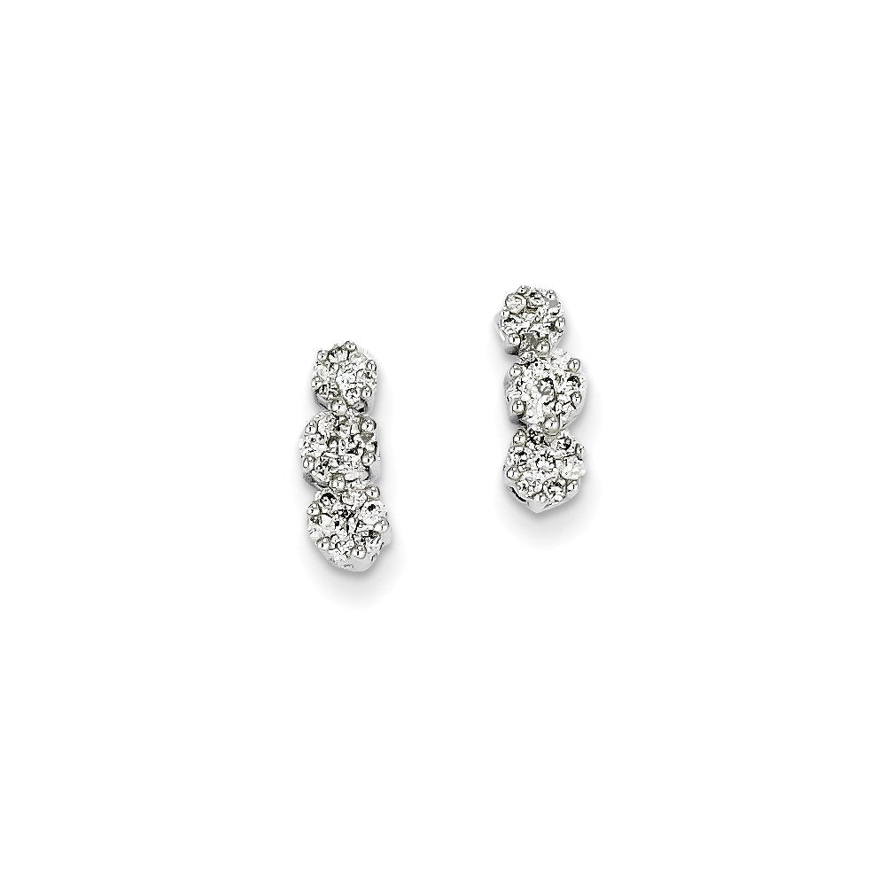 14K White Gold Real Diamond Post Earrings XE1556AA