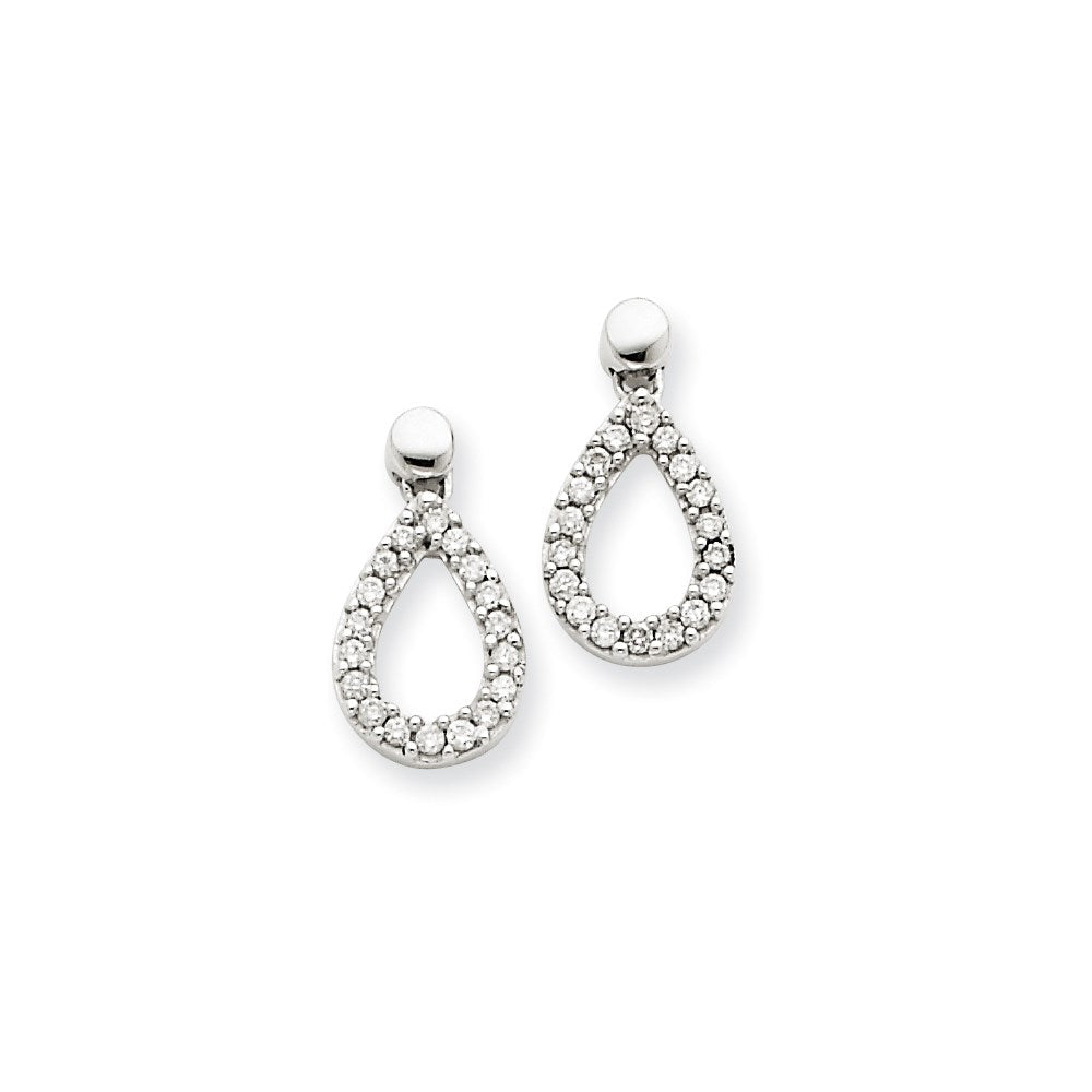 14k White Gold Real Diamond Teardrop Dangle Earrings XE1588A