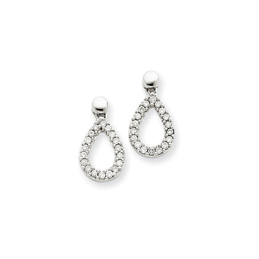 14k White Gold Real Diamond Teardrop Dangle Earrings XE1588A