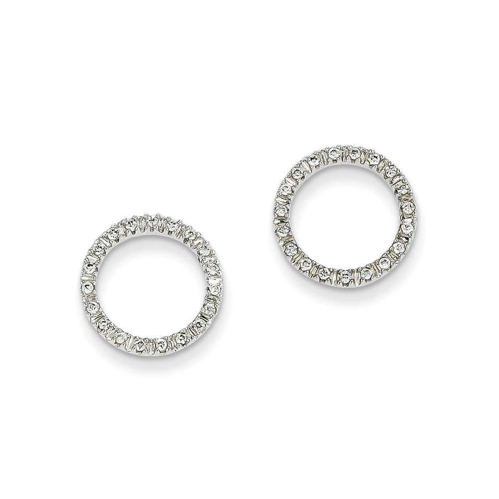 14K White Gold 1/8 Ctw Circle Real Diamond Earrings XE1607A