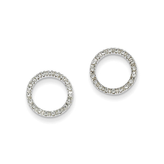 14K White Gold 1/8 Ctw Circle Real Diamond Earrings XE1607A